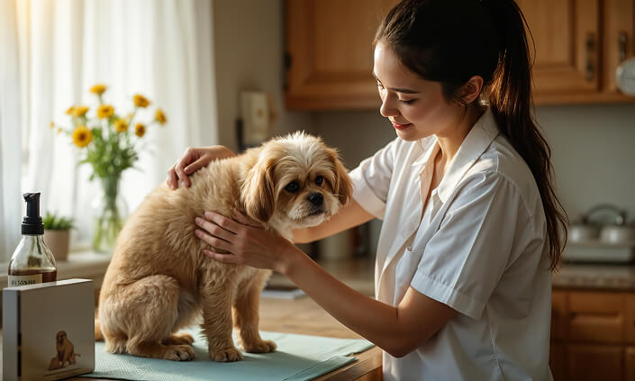 Dog at We Wuff front desk