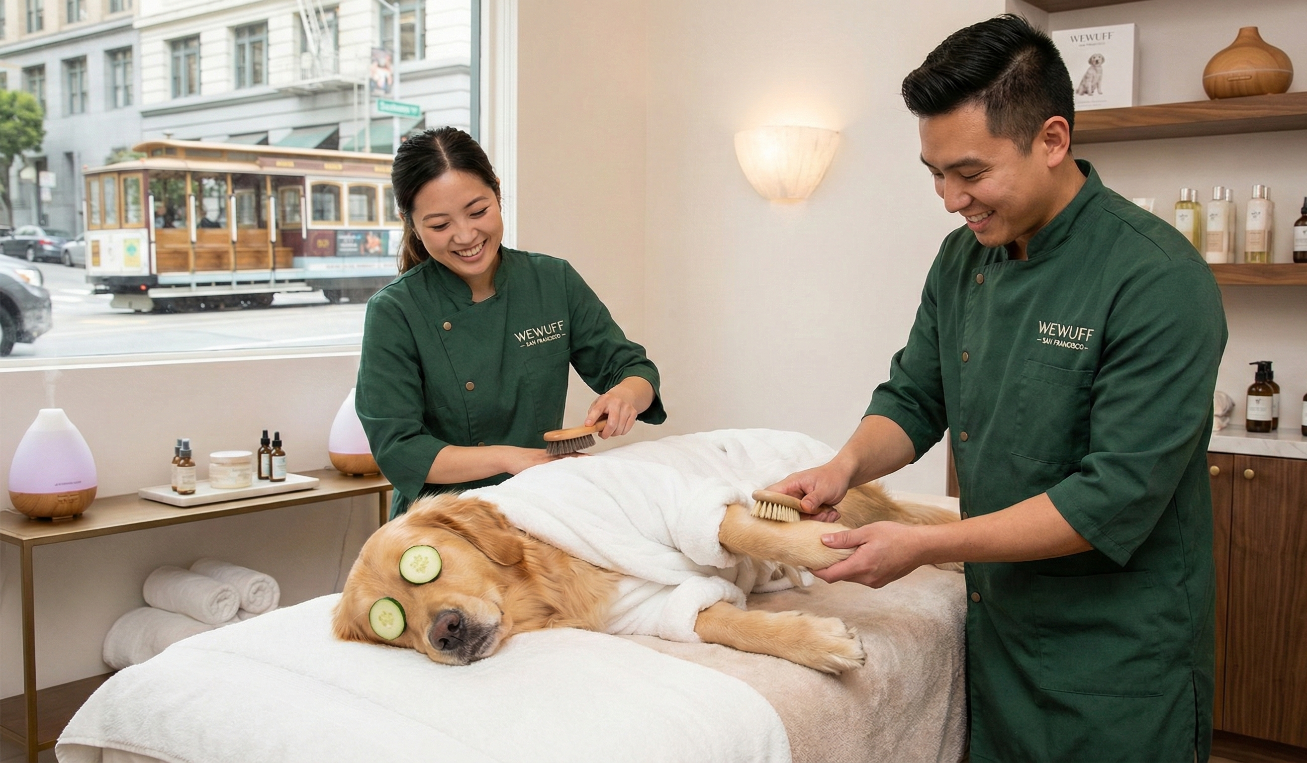 Dog enjoying a luxury spa treatment